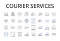 Courier services line icons collection. Freight delivery, Mail carriers, Package transports, Shipment handlers, Express
