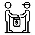 Courier take money broker icon, outline style