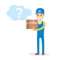 Courier working in delivery service holding package
