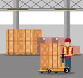 Courier working in warehouse