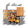 Courier working in warehouse