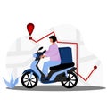 Couriers deliver packages using motorbikes illustration. Package couriers deliver packages using maps illustration