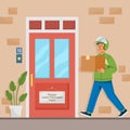 Courrier Delivered Package At Front Door Royalty Free Stock Photo