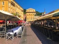 Cours Saleya daytime view, Nice, South of France Royalty Free Stock Photo