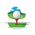 Course features green grass with fairways and sand traps, set beneath Royalty Free Stock Photo