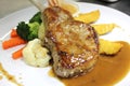 Course Grilled Lamb steak with spicy Pepper sauce