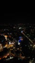 The course of life. Istanbul night view from above. Traffic jams of the metropolis. The view from the drone.