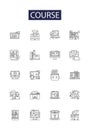 Course line vector icons and signs. Class, Training, Semester, Program, Curriculum, Module, Workshop, Teachings outline Royalty Free Stock Photo