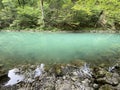 The course of the river Kupa directly below the mountain karst spring - Razloge, Croatia /Tok rijeke Kupe kod izvora Royalty Free Stock Photo