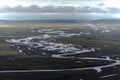 The course of Skaftafellsa glacial river viewed from  Skaftafellsjokull glacier in Skaftafell National Park of south-eastern Royalty Free Stock Photo