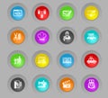 Courses colored plastic round buttonsicon set Royalty Free Stock Photo