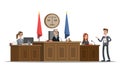 Court building interior with courtroom. Trial process Royalty Free Stock Photo