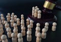 Court and civil law and crowd of people and judge gavel Royalty Free Stock Photo