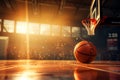 Court competition Basketball game with ball, hoop, and team score Royalty Free Stock Photo