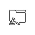 Court folder with judge gavel line icon