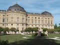 Court garden with statues, trees and geometrical beds in WÃ¼rzburg Residence