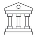 Court house thin line icon, institution and architecture, bank building sign, vector graphics, a linear pattern on a