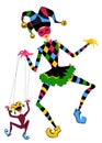 Court jester holds a marionette Royalty Free Stock Photo