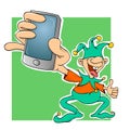 Court jester with a phone Royalty Free Stock Photo