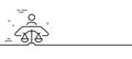 Court judge line icon. Justice scale sign. Minimal line pattern banner. Vector