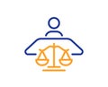 Court judge line icon. Justice scale sign. Vector
