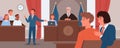 Court judgment, law justice concept vector illustration. Cartoon advocate lawyer or prosecutor character giving speech