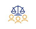 Court jury line icon. Justice scales sign. Vector