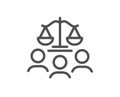 Court jury line icon. Justice scales sign. Vector