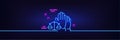 Court jury voting line icon. Justice scales sign. Neon light glow effect. Vector