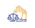 Court jury voting line icon. Justice scales sign. Vector