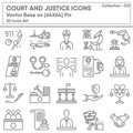 Court and Justice Icon Set, Icons Collection of Lawyer Legal and Law Consulting Symbol. Barrister Judge for Criminal Investigation