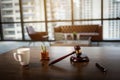 Court of Justice, Law and Rule Concept, Judge`s Gavel on The Table Royalty Free Stock Photo