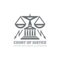 Court of justice - vector logo concept illustration in classic graphic line style. Law logo icon. Legal logo icon. Scales logo