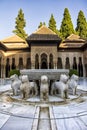Court of the Lions is the main courtyard of the Nasrid dynasty Palace in the Alhambra, Granada