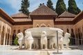 Court of the Lions or Patio de los Leones from 1377-1390 years - beautifull rectangular courtyard in Alhambra complex, Granada, Royalty Free Stock Photo