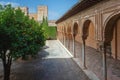 Court of Machuca at Nasrid Palaces of Alhambra - Granada, Andalusia, Spain Royalty Free Stock Photo