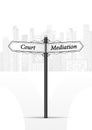 Court mediation waymark on white cityscape background vector illustration