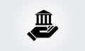 Court, Museum, Bank, University house building ,hand icon, logo. classic Greek columns vector illustration