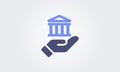 Court, Museum, Bank, University house building ,hand icon, logo. classic Greek columns vector illustration