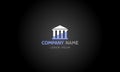 Court, Museum, Bank, University house building icon, logo. classic Greek columns, vector illustration