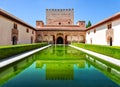 Court of the Myrtles in Nasrid Palace in Alhambra, Granada, Spain Royalty Free Stock Photo