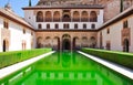 Court of the Myrtles in Nasrid Palace in Alhambra, Granada, Spain Royalty Free Stock Photo