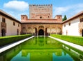 Court of the Myrtles in Nasrid Palace in Alhambra, Granada, Spain Royalty Free Stock Photo