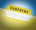 Court Subpoena Folder Represents Legal Duces Tecum Writ Of Summons 3d Illustration