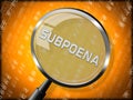 Court Subpoena Magnifier Represents Legal Duces Tecum Writ Of Summons 3d Illustration