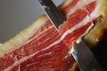 Court of a typical Jamon Iberico ham from Spain Royalty Free Stock Photo