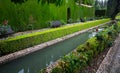 Court of the Water Channel at Generalife. Granada, Spain Royalty Free Stock Photo