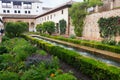 Court of the Water Channel (Patio de la Acequia ) at Generalife. Granada Royalty Free Stock Photo