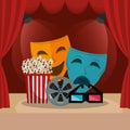 Courtain cinema with films icons