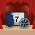 Courtain cinema with films icons